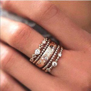 New 5Pcs/Set Rose Gold Ring